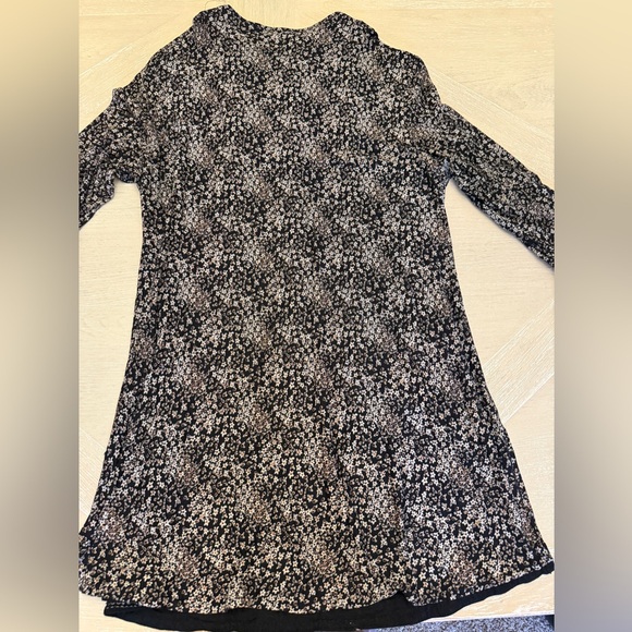 Boho Black Tan and White Midi Dress Beaded Accents - Picture 8 of 8